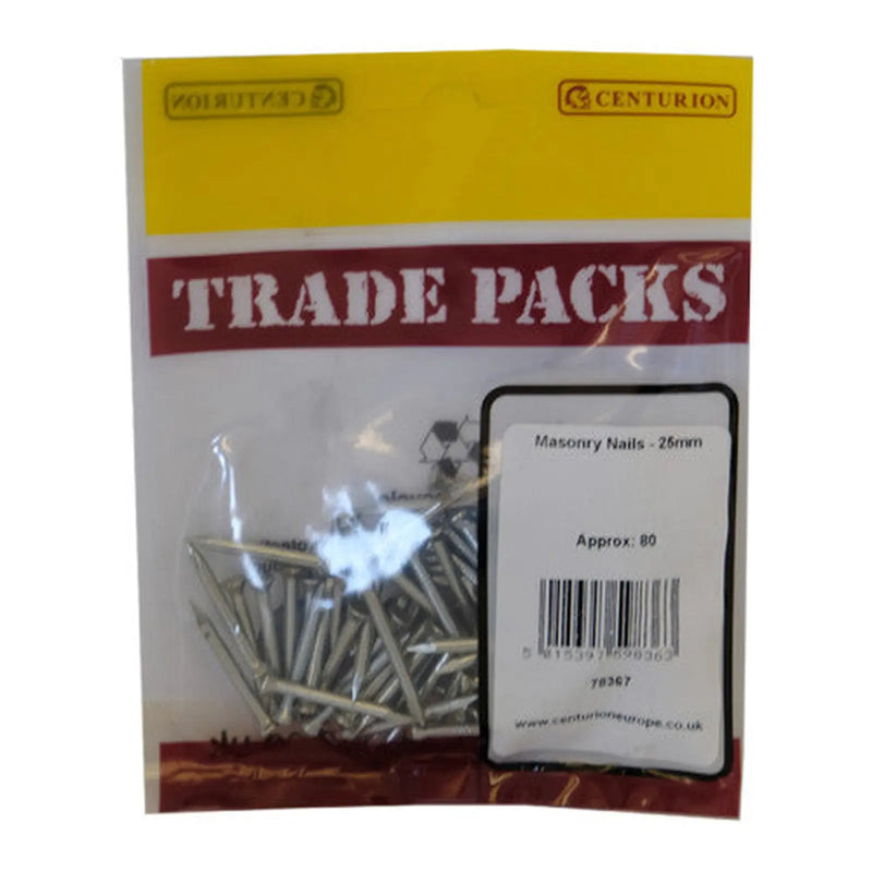 Centurion Masonry Nails - 25mm - (80 PK) - Pack of 5