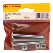 Centurion M6 x 60mm ZP Roofing Bolts (Pack of 3) - Pack of 5