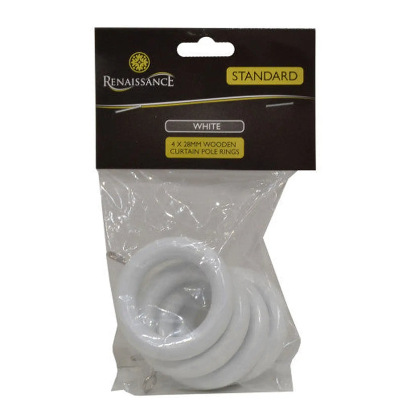 Centurion Renaissance Wooden Curtain Rings White 28mm 4pk - Pack of 10