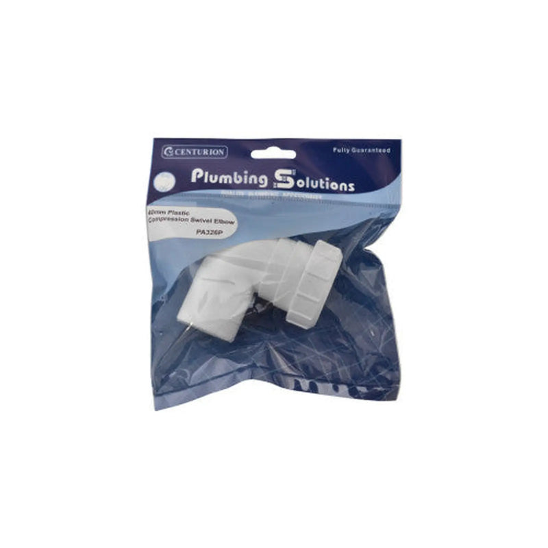 Centurion 40mm Plastic Compression Swivel Elbow - Pack of 4