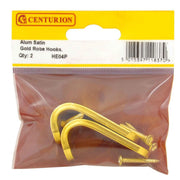 Centurion 50mm Flat Pattern Robe Hook - Gold Anodised Aluminium - Pack of 2