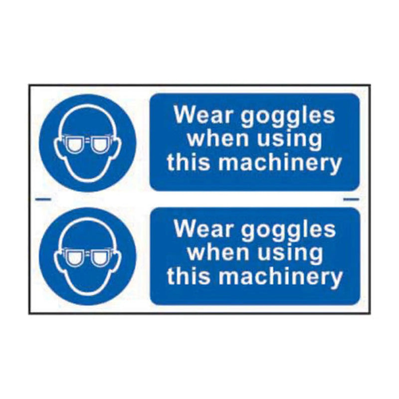 Centurion Wear goggles when using this machinery - Self Adhesive PP (300 x 200mm) - Min Order 2