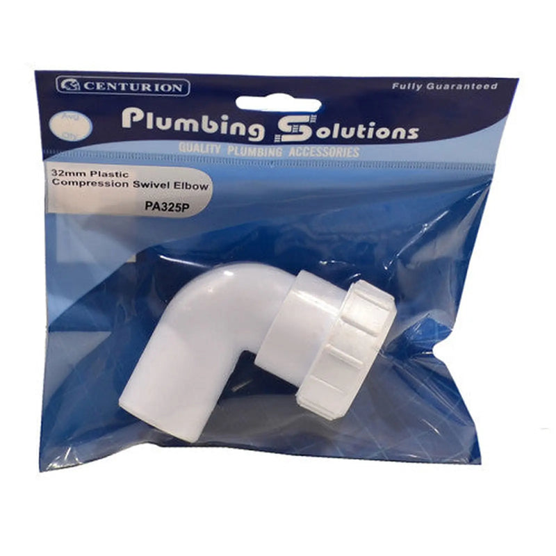 Centurion 32mm Plastic Compression Swivel Elbow - Pack of 4