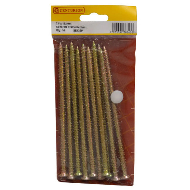 Centurion 7.5mm x 152mm Concrete Frame Screws (Pack of 10) - Pack of 5