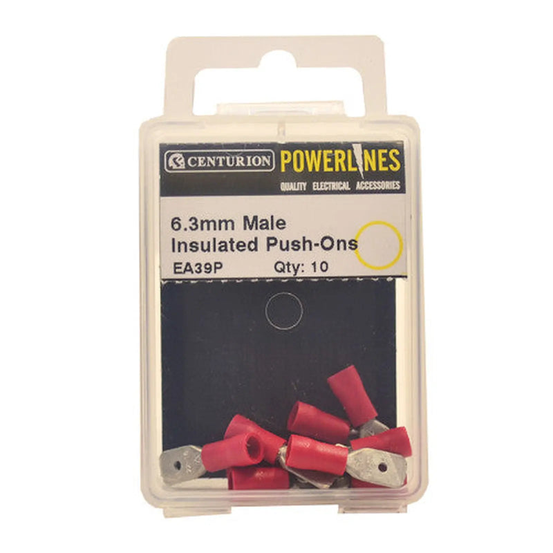 Centurion 6.3mm x 0.8mm Red Male Push-On Terminals, Pack of 10 - Pack of 5