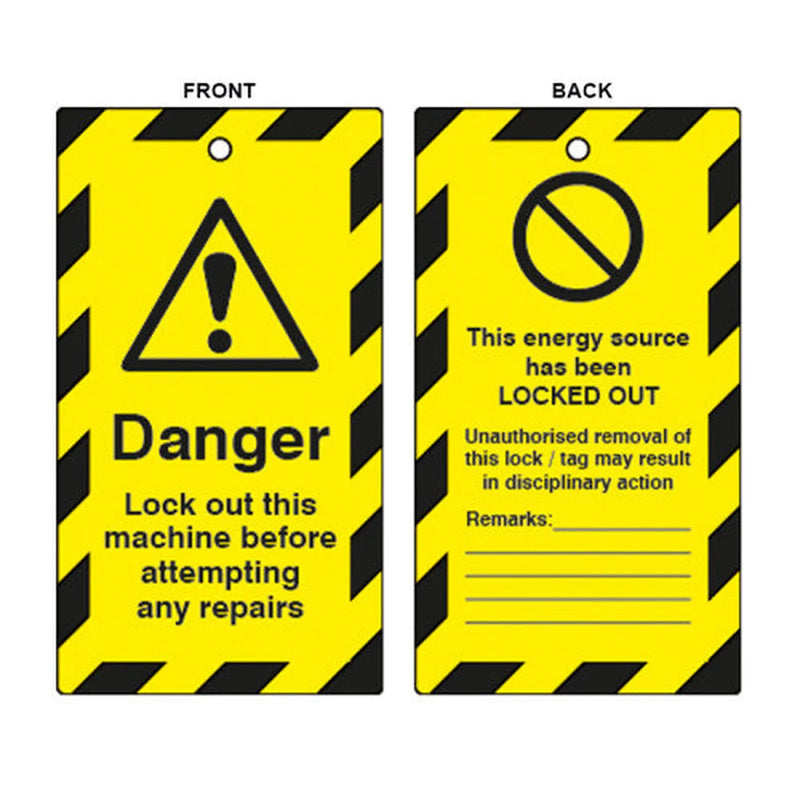 Centurion 'Danger Lock Out This Machine' Lockout Tag (Double Sided, 10 Pack)