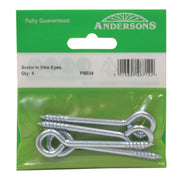 Centurion Screw In Steel Vine Eyes, 75mm x 12mm (Pack of 4) - Pack of 5
