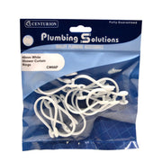Centurion Shower Curtain Rings - White Plastic - 40mm - 12 Pack - Pack of 5
