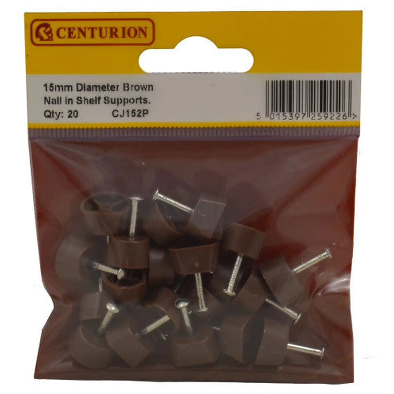 Centurion 15mm Diameter Brown Nail In Shelf Supports (Pack of 20) - Pack of 5