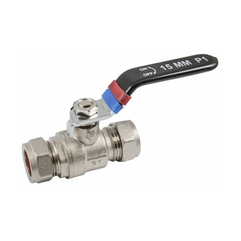 Centurion 15mm Lever Ball Valve with Red/Blue ID Rings - Pack of 3