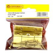 Centurion Double Cranked Steel Flush Hinges, Electro Brassed, 60mm x 16mm - Pack of 5