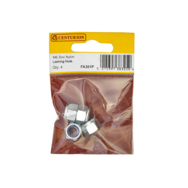 Centurion M6 ZP Nylon Locking Nuts  (Pack of 4) - Pack of 5