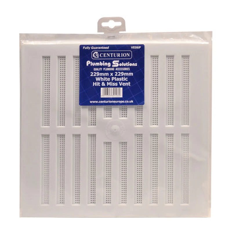 Centurion Plastic Hit & Miss Vents - White - 229 x 229mm - Pack of 5
