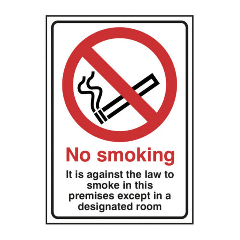 Centurion It is against the law to smoke in these premises except 1.2mm Recyclable PP (148 x 210mm) - Min Order 4