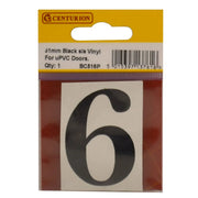 Centurion 51mm Black Traditional Oldstyle Font Vinyl Number 6 - Pack of 5