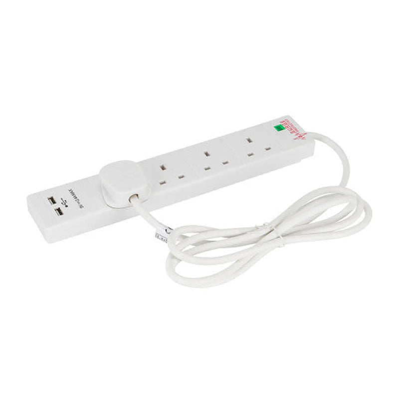 Centurion 4Gang 2M Extension Lead 2 USB DB