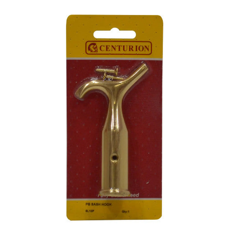 Centurion Solid Brass Sash Pole Hook, Polished Brass, 125mm - Pack of 5
