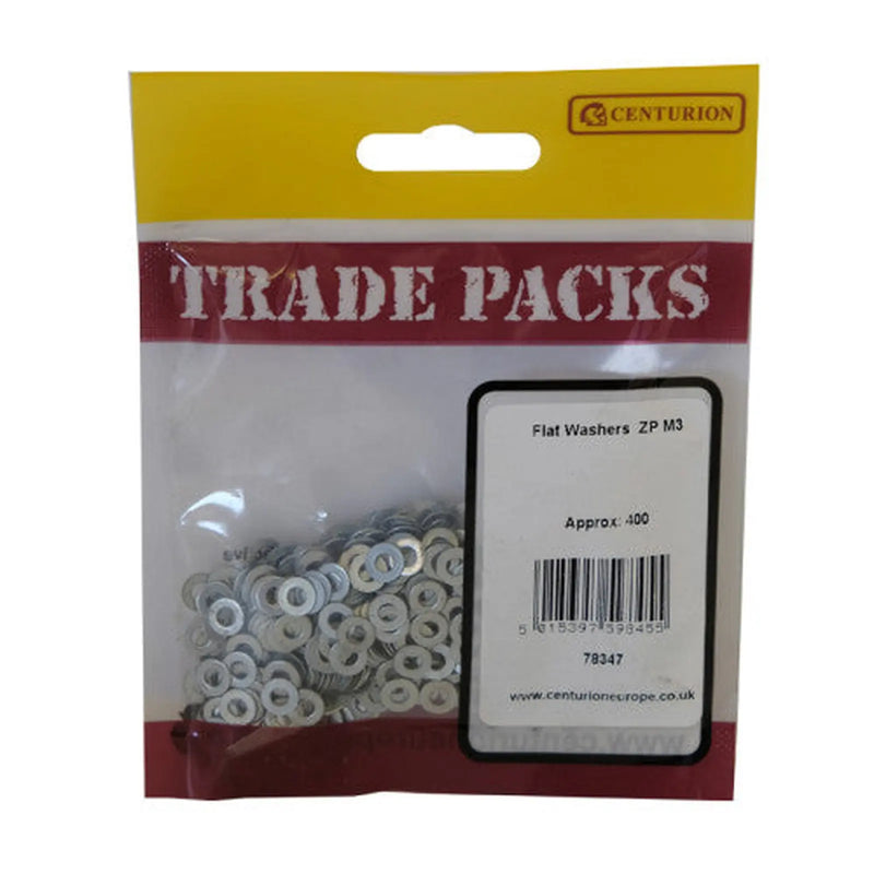 Centurion Flat Washers - Zinc Plated - M3 - (400 PK) - Pack of 5