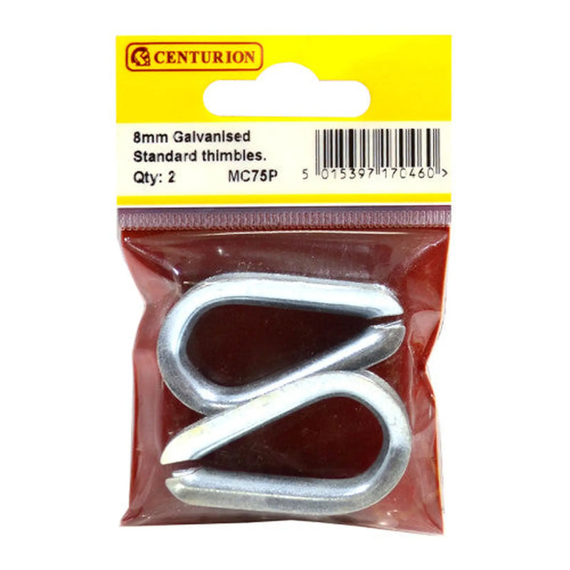 Centurion Steel Wire Rope Thimbles, Galvanised, 8mm - Pack of 10