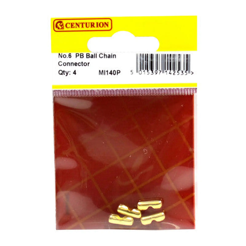 Centurion Solid Brass Ball Chain Connector, Polished Brass, No.6 - Min Order 6