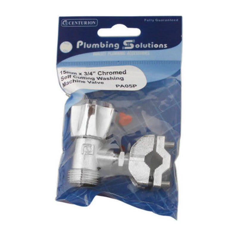 Centurion 15mm Self Cutting Appliance Stop Valve - Chrome Plated - Pack of 3