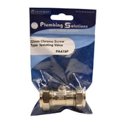 Centurion 22mm Isolating Value - Screw Type Shut Off - Chrome - Pack of 3