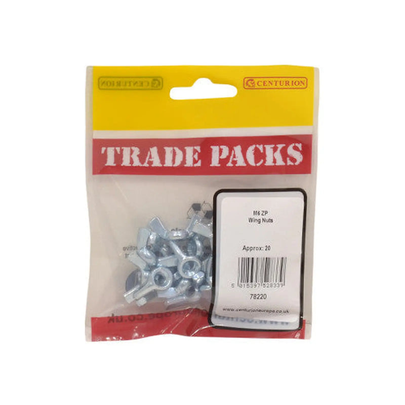 Centurion Wing Nuts - Zinc Plated - M6 - (20 PK) - Pack of 5