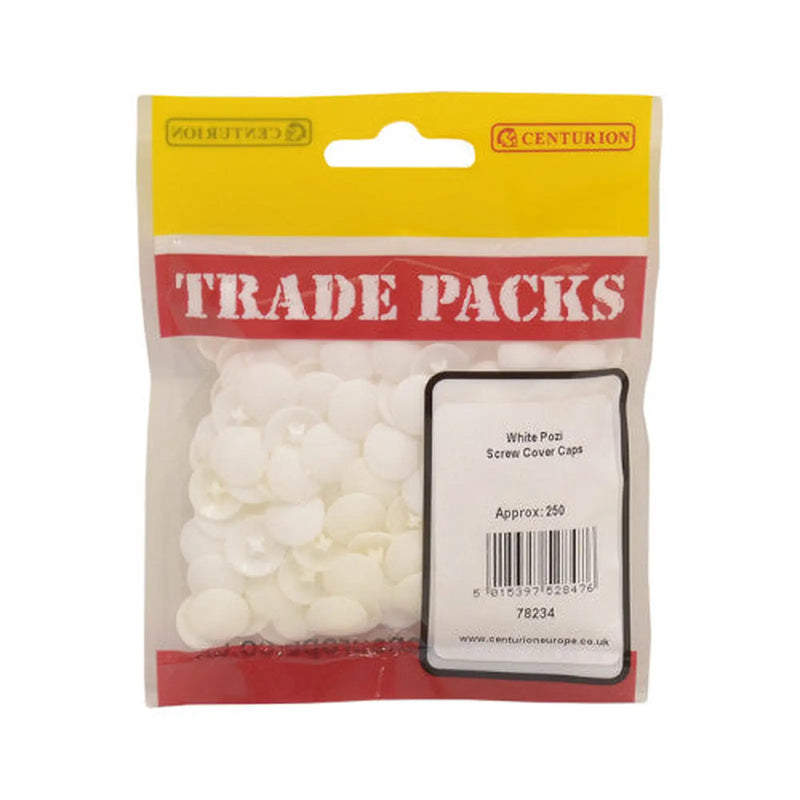 Centurion Pozi Screw Cover Caps - White - 6-8 Gauge Screw - (250 PK) - Pack of 5