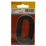 Centurion 75mm Black Helvetica Bold Condensed Style Vinyl Letter Q - Pack of 10