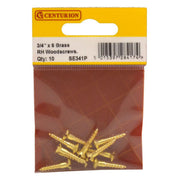 Centurion 3/4" x 6 Slotted Raised Head Woodscrew - Brass - (Pack of 10) - Pack of 5