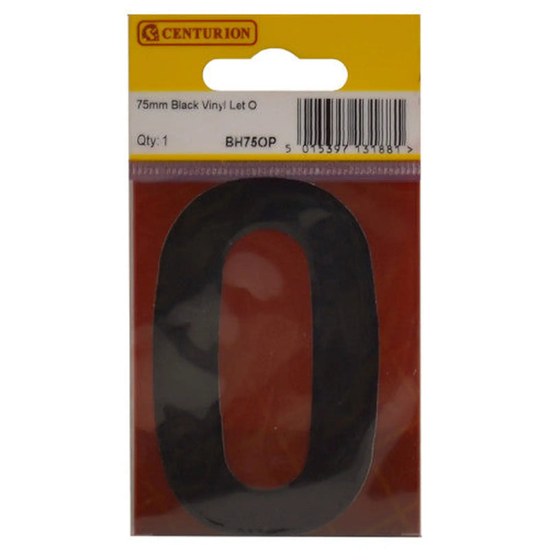 Centurion 75mm Black Helvetica Bold Condensed Style Vinyl Letter O - Pack of 10
