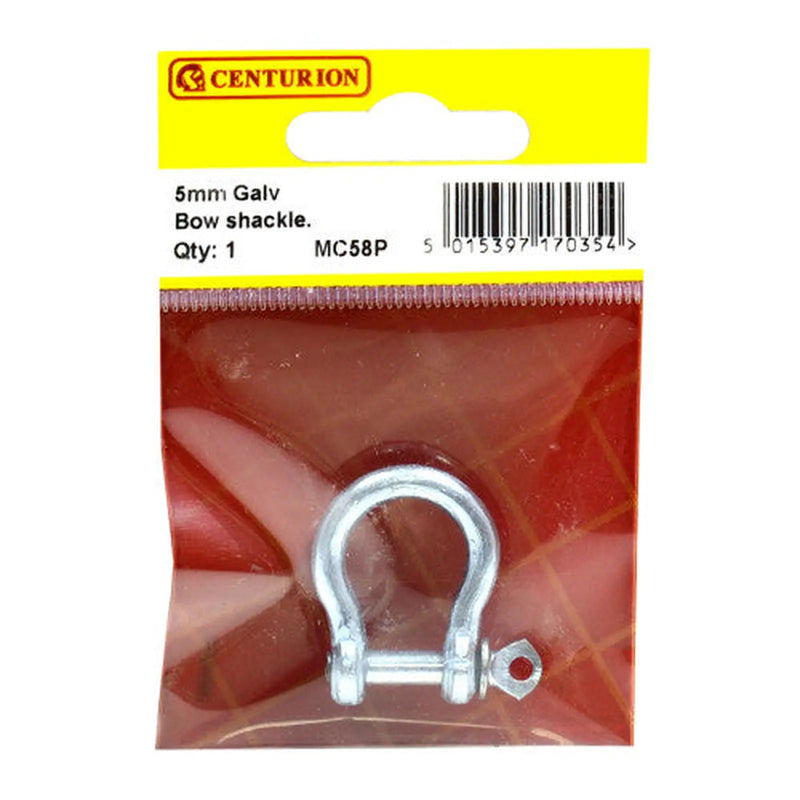 Centurion Steel Bow Shackles, Galvanised, 5mm x 19mm x 15mm - Pack of 5