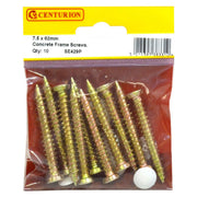 Centurion 7.5mm x 62mm Concrete Frame Screws (Pack of 10) - Pack of 5