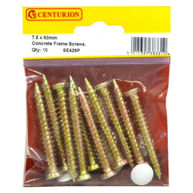 Centurion 7.5mm x 62mm Concrete Frame Screws (Pack of 10) - Pack of 5