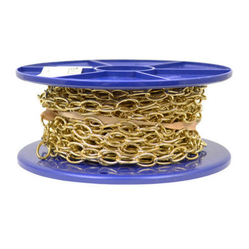 Centurion Solid Brass Oval Link Chain, Polished Brass, 10mm x 1.6mm, 10m Reel