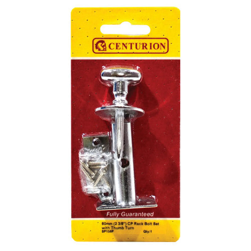 Centurion Thumb Turn Rack Bolt Set, Chromed, 60mm - Pack of 5