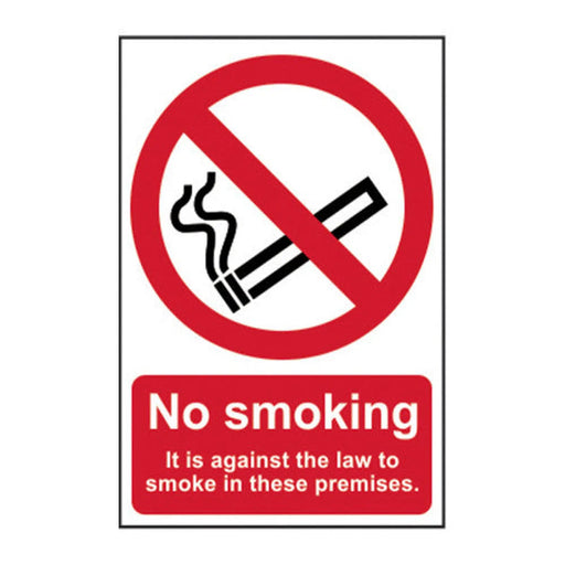 Centurion ‘No Smoking It Is Against The Law To Smoke On These Premises’ Sign, Self-Adhesive Vinyl (148mm x 210mm) - Min Order 4