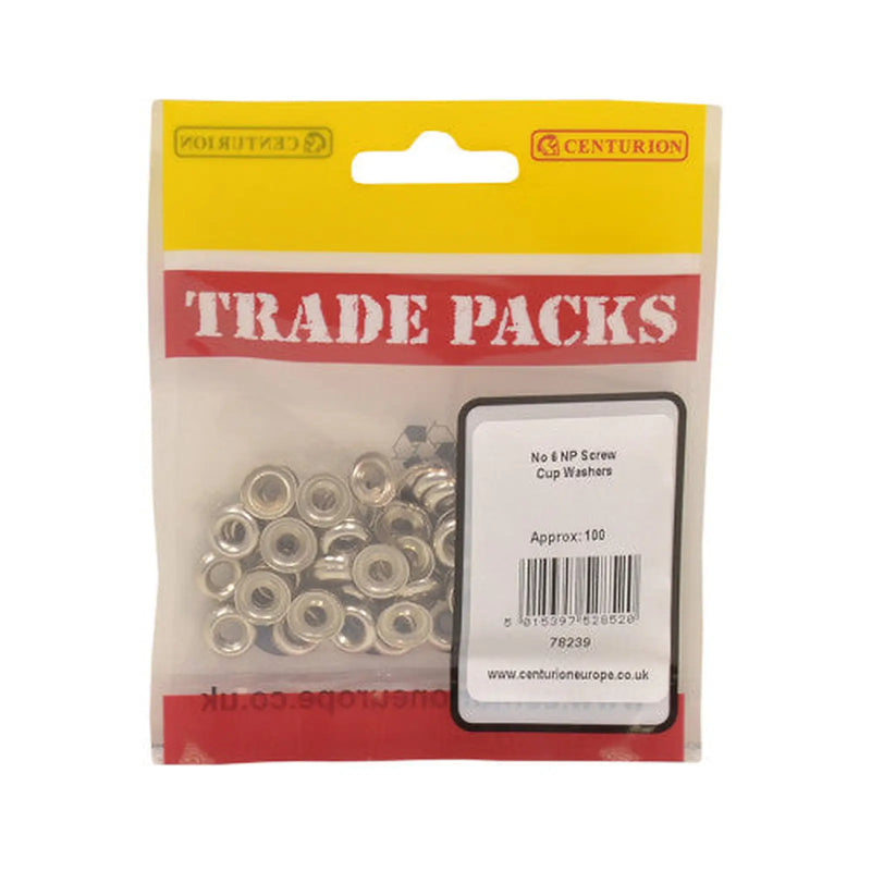 Centurion Screw Cup Washers - Nickel Plated - No 6 - (100 PK) - Pack of 5
