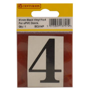 Centurion 51mm Black Traditional Oldstyle Font Vinyl Number 4 - Pack of 5