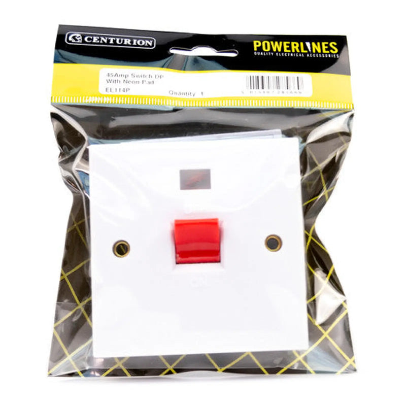 Centurion 45 Amp Switched Cooker Unit With Neon -EL114P - Pack of 3