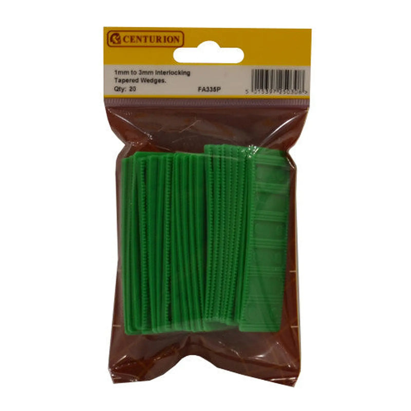 Centurion 28mm x 80mm x 1-3mm Interlocking Tapered Wedges (Pack of 20) - Pack of 5