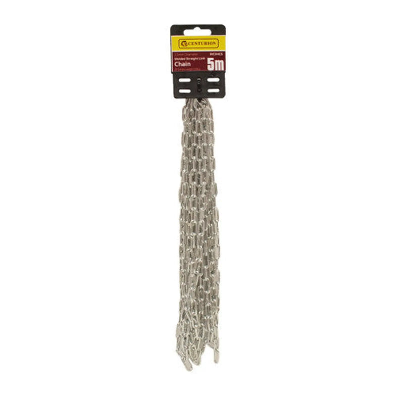 Centurion Steel Welded Straight Link Pre Cut Chain, Zinc Plated, 2.5mm x 14mm - Pack of 5