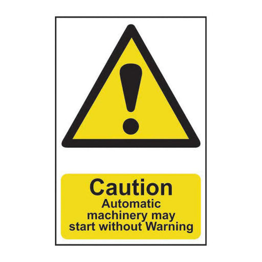 Centurion Caution Automatic machinery may start without warning - Self Adhesive PP (200 x 300mm) - Min Order 2