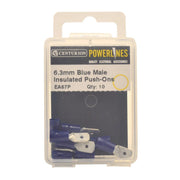 Centurion 6.3mm Blue Male Push-On Terminals, Pack of 10 - Pack of 5