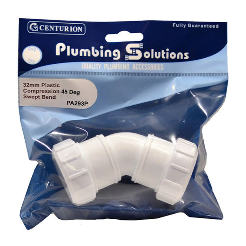 Centurion 32mm Plastic Compression 45 Deg Swept Bend - Pack of 4