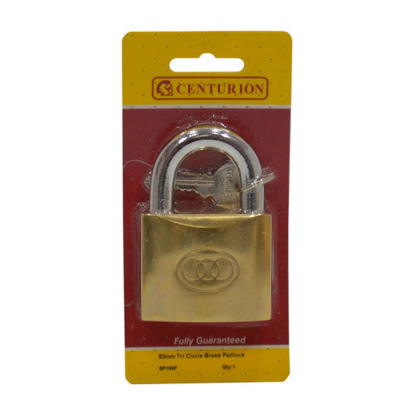 Centurion Brass  'Tri-Circle' Padlocks, 63mm - Pack of 5