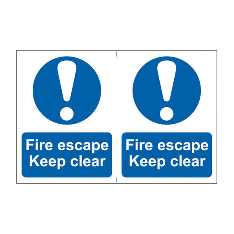 Centurion Fire escape Keep clear - Self Adhesive PP (300 x 200mm) - Min Order 2