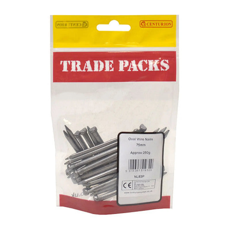 Centurion 75mm Oval Wire Nails - 250g - Pack of 5