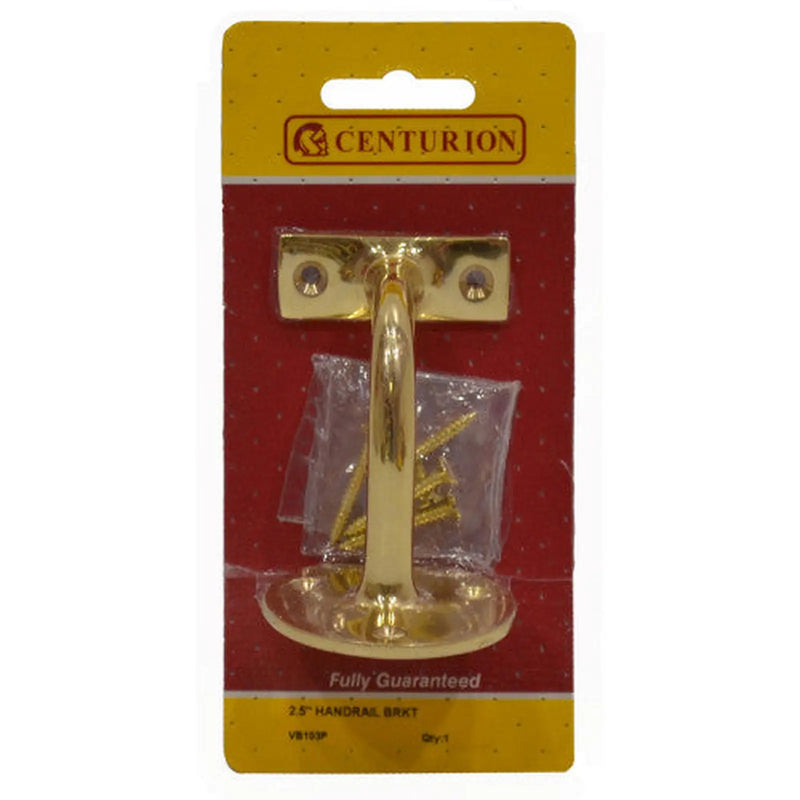Centurion Solid Brass Heavy Handrail Bracket, Polished Brass, 65mm - Pack of 5