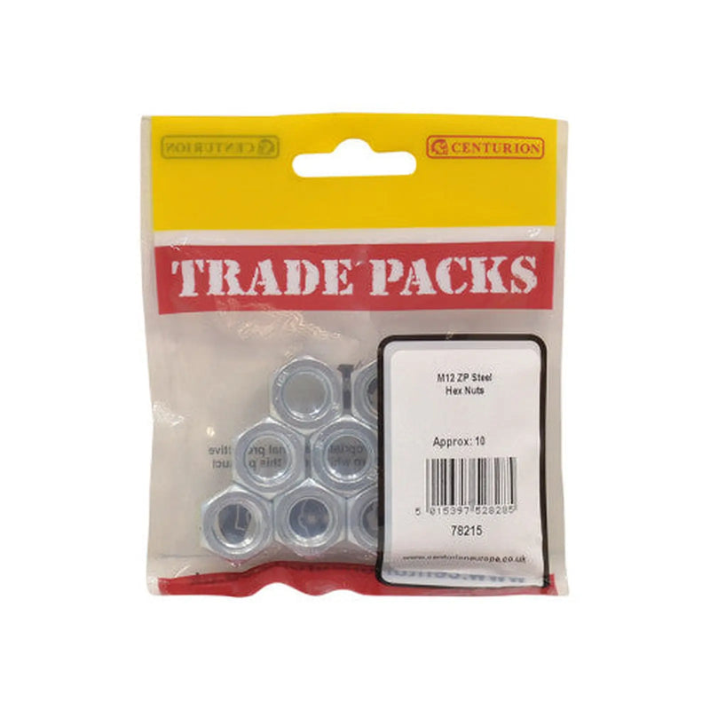 Centurion Steel Hex Nuts - Zinc Plated - M12 - (10 PK) - Pack of 5